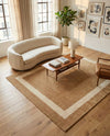 Savannah Borders Wool Collection Area Rug - Chatham Rectangle Latte Brown  lifestyle 66