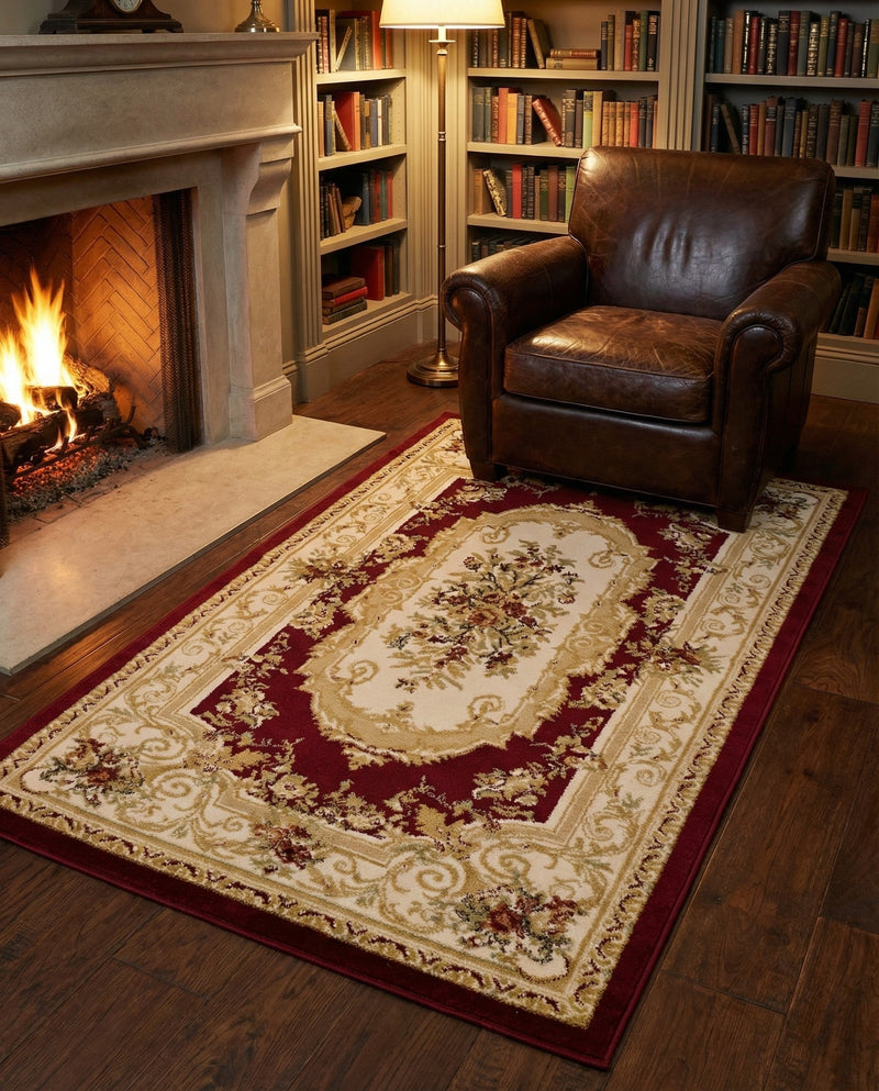 Versailles Elegance Collection Area Rug -  Louveciennes (Red) Rectangle Red  lifestyle 3