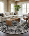 Riviera Elegance Collection Area Rug -  Menton (Black) Round Black  lifestyle 184