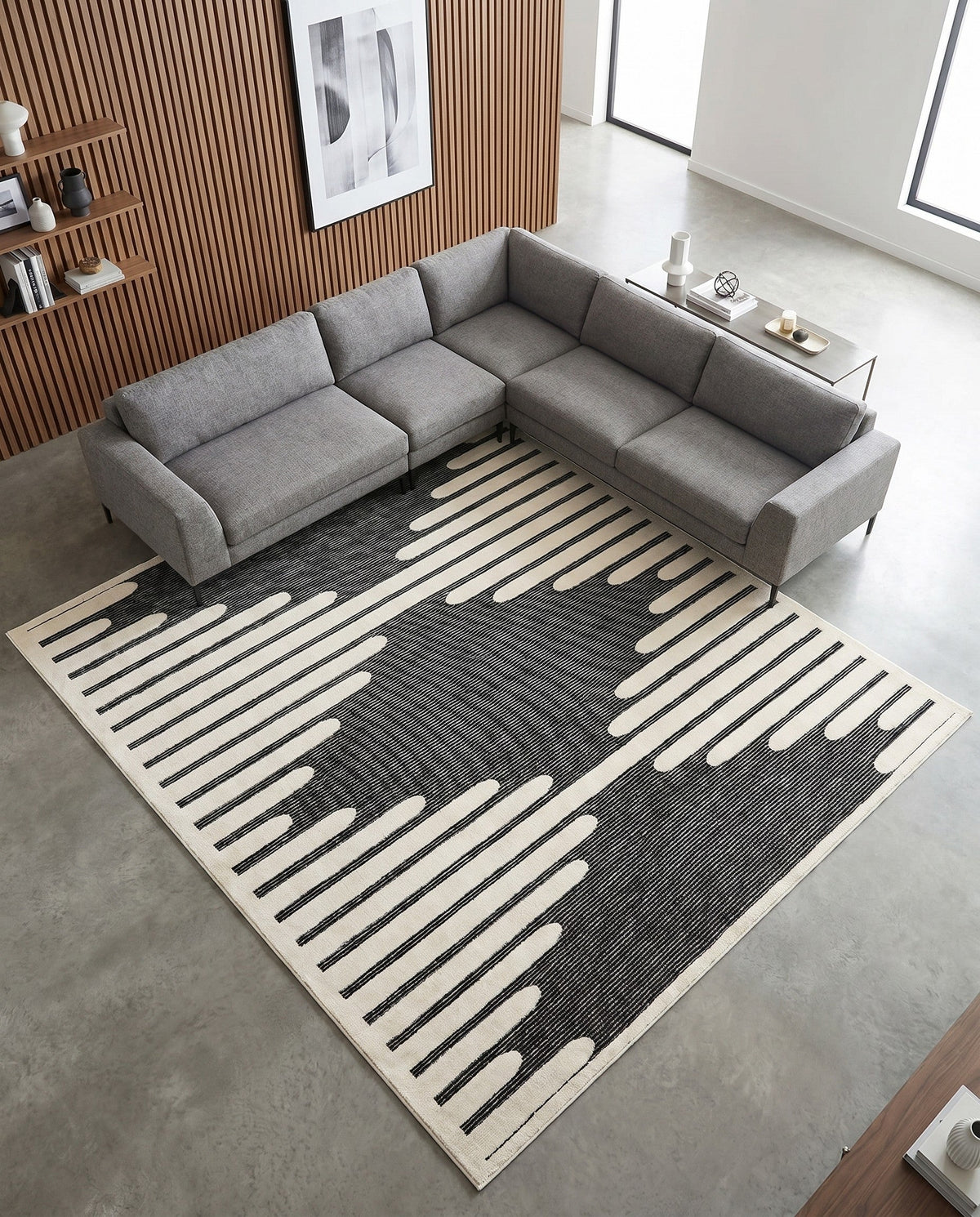 Monochrome Collection Area Rug -  Ash Square Gray  lifestyle 122