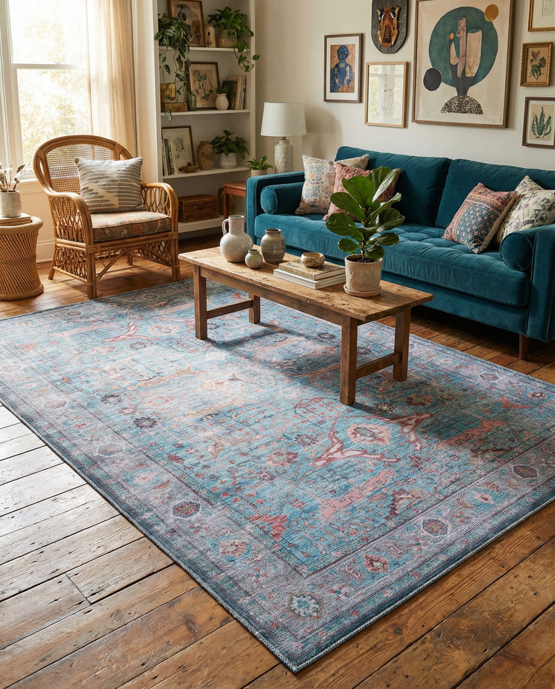 Zahara Oasis Collection Area Rug -  Marrakech Rectangle Blue  lifestyle 22