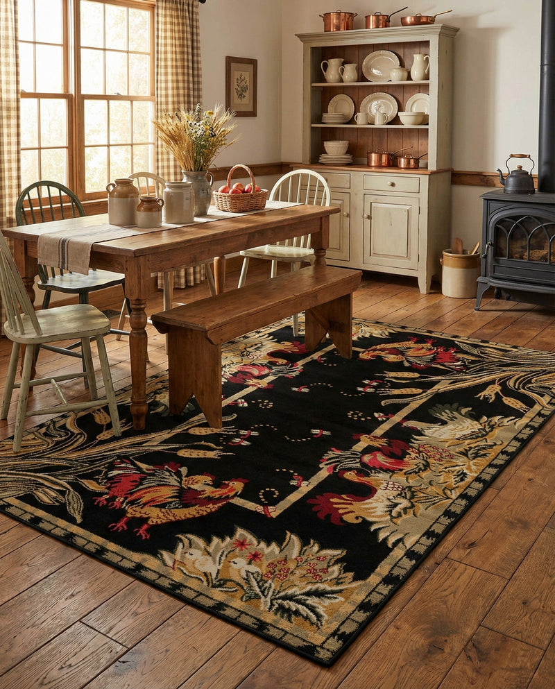 Rural Charm Collection Area Rug - Meadowbrook Rectangle Black  lifestyle 55