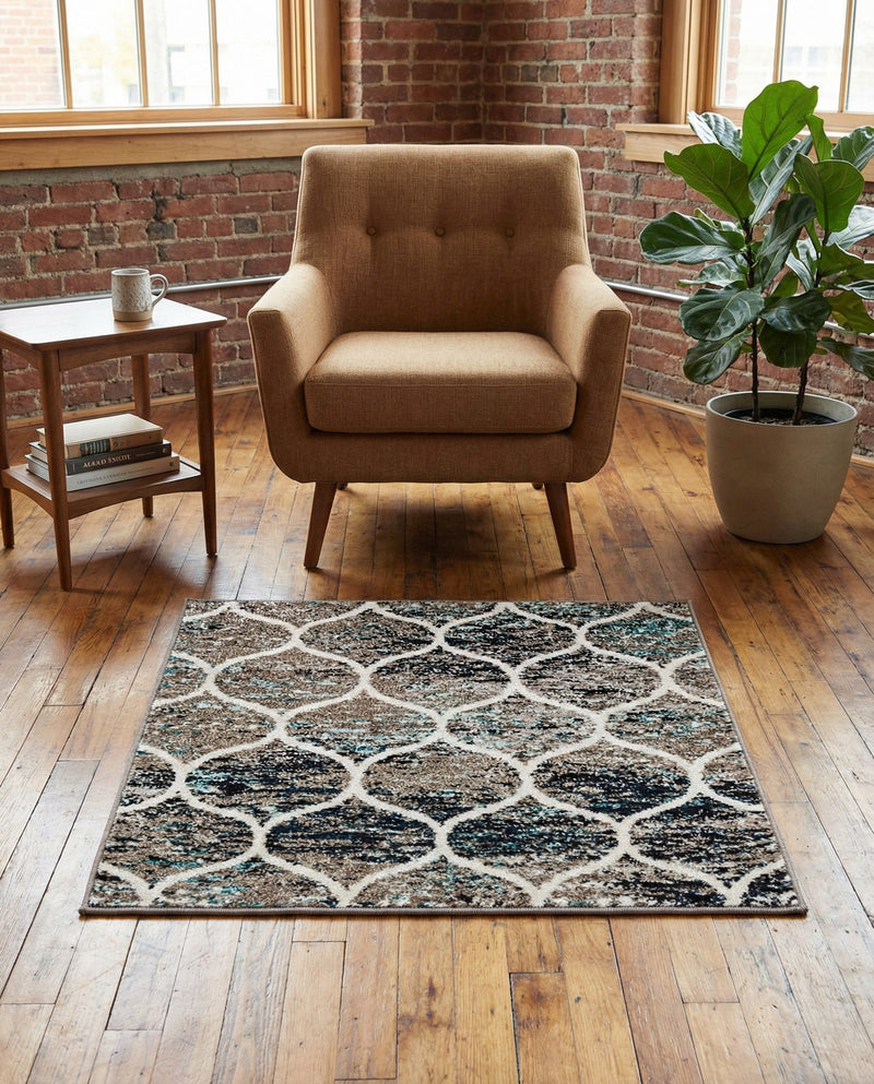 Trellis Mosaic Collection Area Rug -  Pergolatown (Blue Multi) Square Blue Multi  lifestyle 72