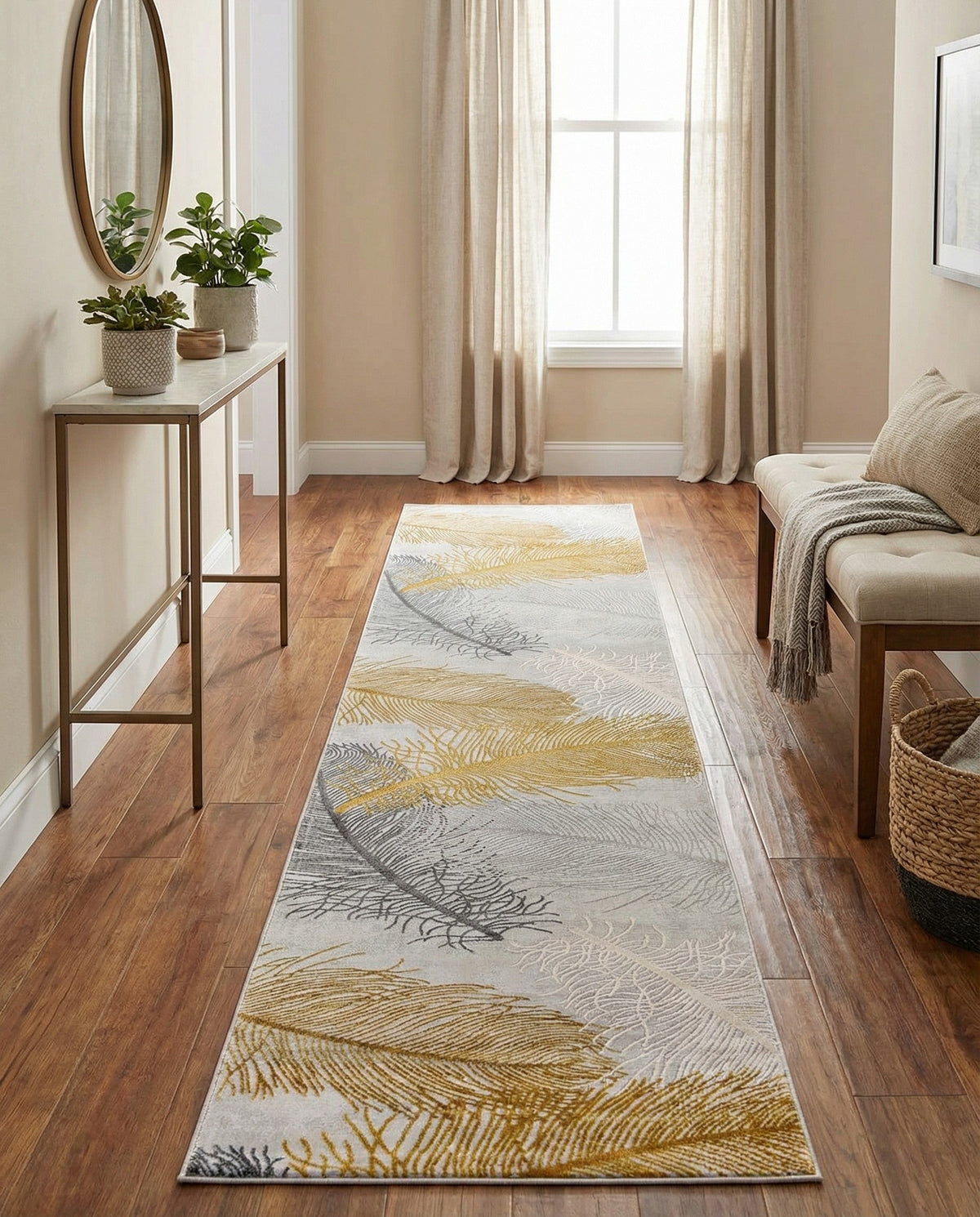 Bloomsbury Elegance Collection Area Rug -  Westminster Runner Yellow Gray  lifestyle 166