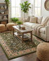 Isfahan Elegance Collection Area Rug - Naghsh-e Jahan (Green) Rectangle Green  lifestyle 57