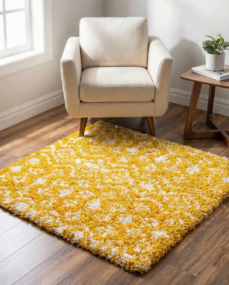 Berber Lattice Shag Collection Area Rug - Atlas (Yellow) Square Yellow  lifestyle 57