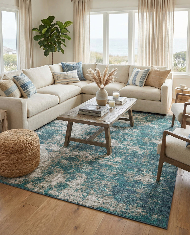 Seaside Haven Rugs Collection Area Rug -  Schooner Rectangle Blue  lifestyle 14