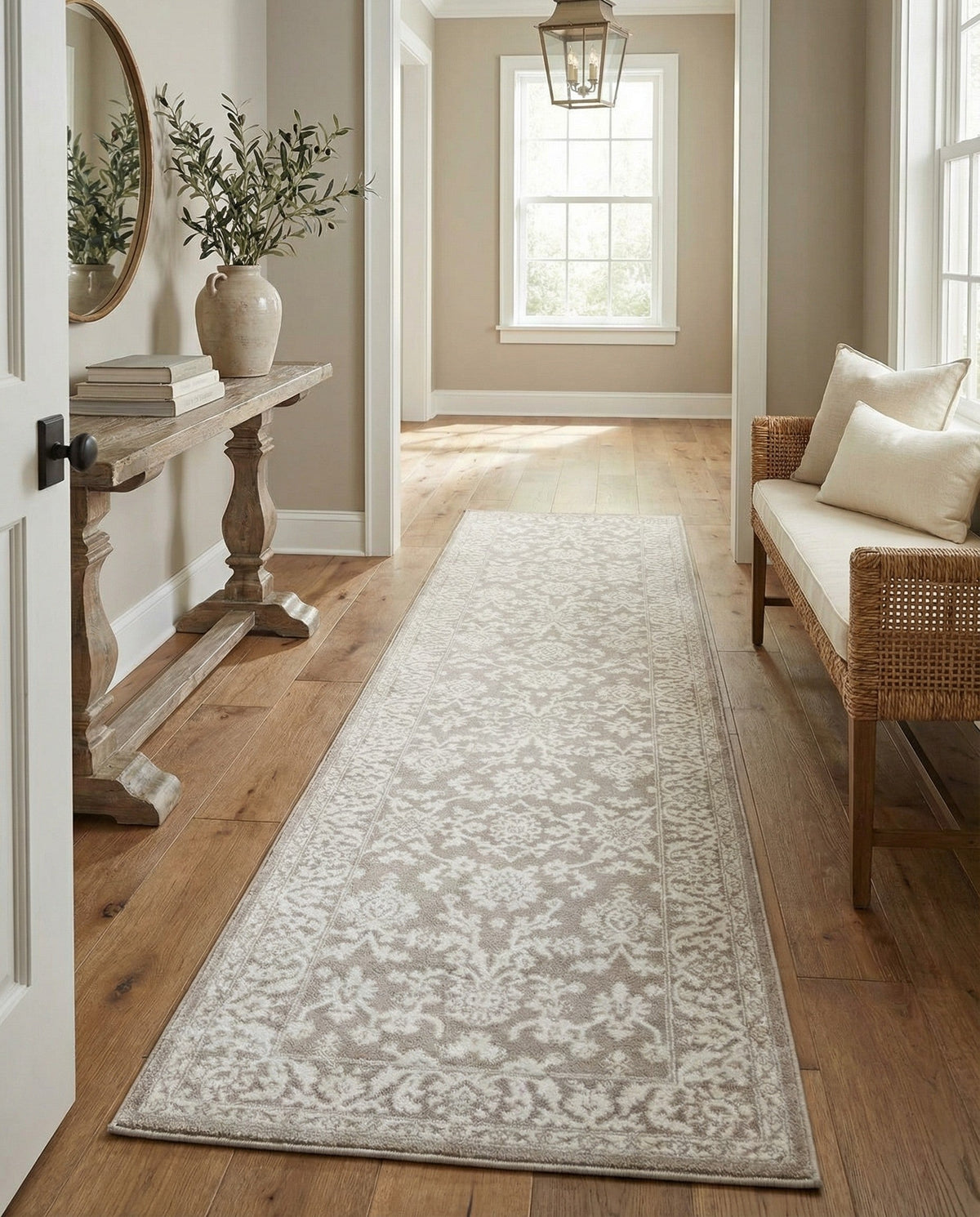 Savannah Elegance Collection Area Rug - Augusta (Light Gray) Runner Light Gray  lifestyle 99