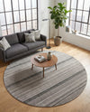 Jewel Oasis Collection Area Rug - Sapphire (Gray) Round Gray  lifestyle 74