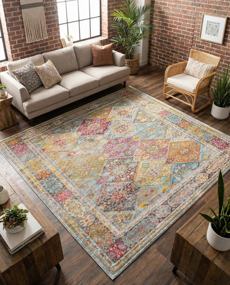 Caribbean Breeze Collection Area Rug -  Grenada Square Multi  lifestyle 52