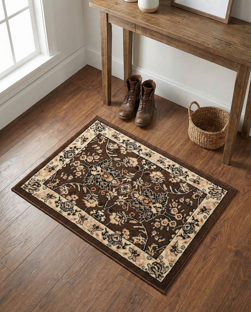 Isfahan Elegance Collection Area Rug - Naghsh-e Jahan (Brown) Rectangle Brown  lifestyle 11