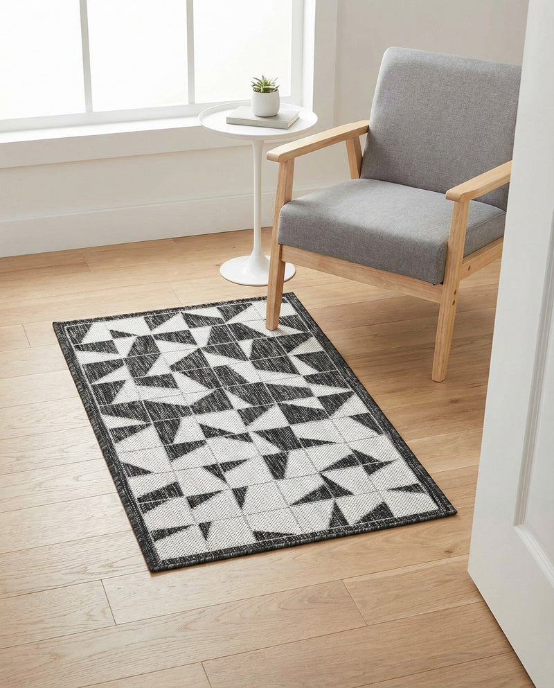 Urban Terrace Collection Area Rug -  Mercer Rectangle Black and White  lifestyle 7