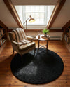 Plush Oasis Collection Area Rug - Serenity (Jet Black) Round Jet Black  lifestyle 76