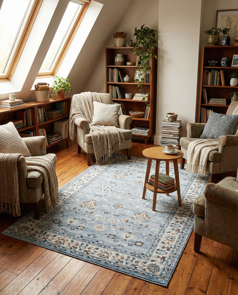 Savannah Elegance Collection Area Rug - Augusta (Aqua Blue) Rectangle Aqua Blue  lifestyle 26