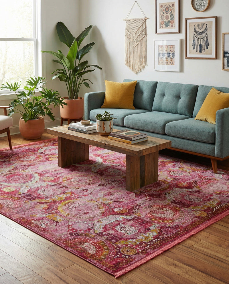 Caribbean Breeze Collection Area Rug -  Lucia Rectangle Pink  lifestyle 31