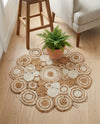 Woven Seaside Jute Collection Area Rug - Sienna Round Natural and White  lifestyle 73