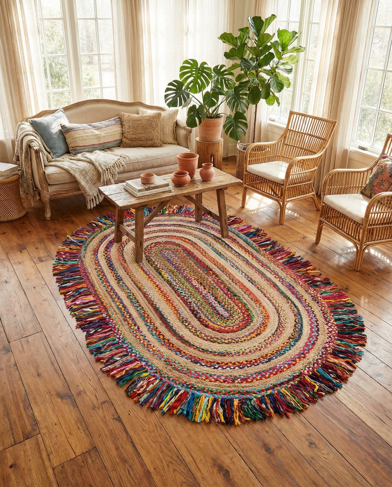 Osian Looms Collection Area Rug - Kathmandu Oval Multi  lifestyle 40