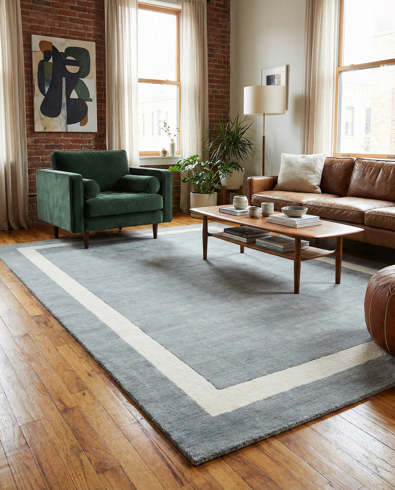 Savannah Borders Wool Collection Area Rug - Chatham Rectangle Earl Gray  lifestyle 51