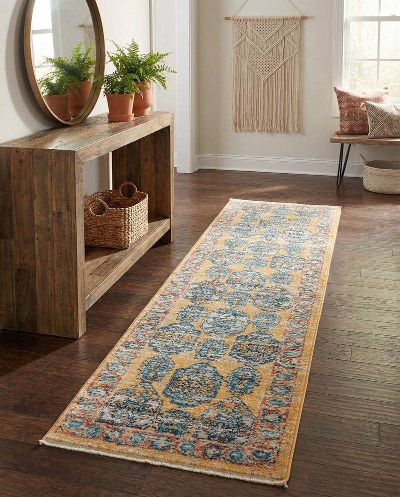 Seville Stripes Collection Area Rug -  Granada (Yellow) Runner Yellow  lifestyle 56