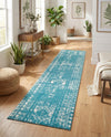 Brighton Stripes Collection Area Rug - Sussex (Turquoise) Runner Turquoise  lifestyle 42