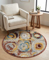 Aegean Elegance Washables Collection Area Rug -  Rhodes Round Multi  lifestyle 64