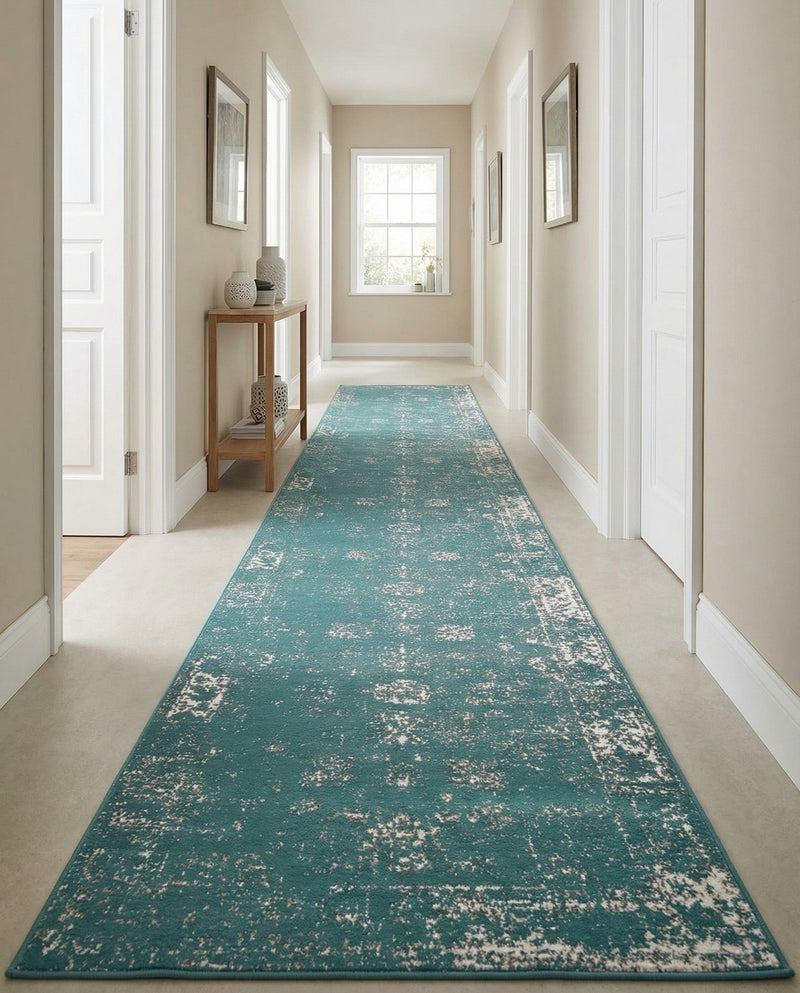 Riviera Elegance Collection Area Rug - Antibes (Turquoise) Runner Turquoise  lifestyle 66