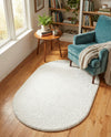 Solid Shag Seaside Collection Area Rug - Azure Cove (Snow White) Oval Snow White  lifestyle 78