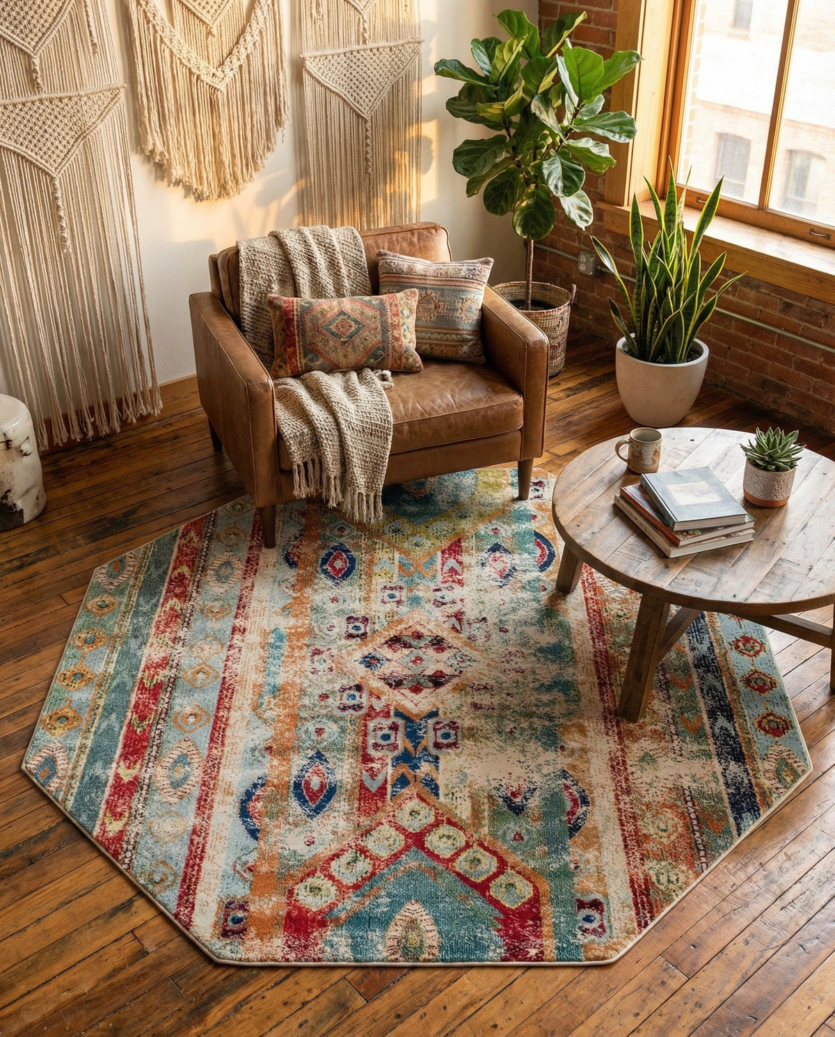 Sedona Vista Collection Area Rug -  Navajo Octagon Blue  lifestyle 103