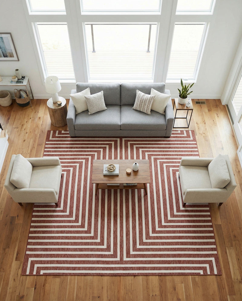Urban Terrace Collection Area Rug -  Astoria (Rust Red) Square Rust Red  lifestyle 45