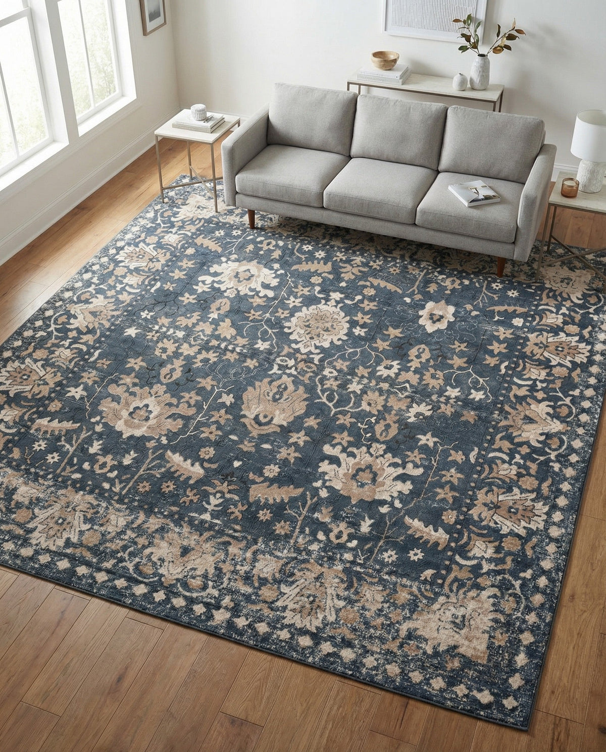 Cascade Range Collection Area Rug -  Shasta (Blue) Square Blue  lifestyle 116