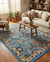 Tabriz Tapestry Collection Area Rug - Sahand (Blue) Rectangle Blue  lifestyle 22
