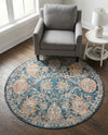 Seville Stripes Collection Area Rug -  Cordoba (Blue) Round Blue  lifestyle 21