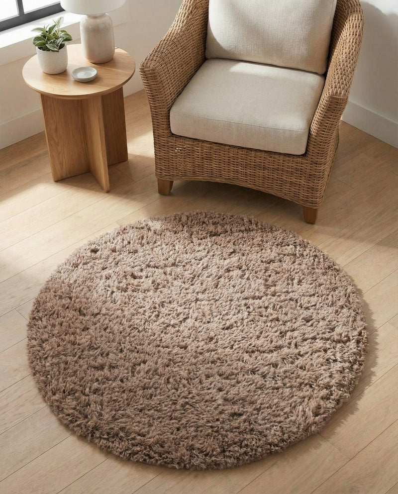 Eternal Plush Oasis Collection Area Rug -  Tranquility (Khaki) Round Khaki  lifestyle 70