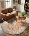 Savannah Elegance Collection Area Rug - Augusta (Rust Red) Oval Rust Red  lifestyle 70