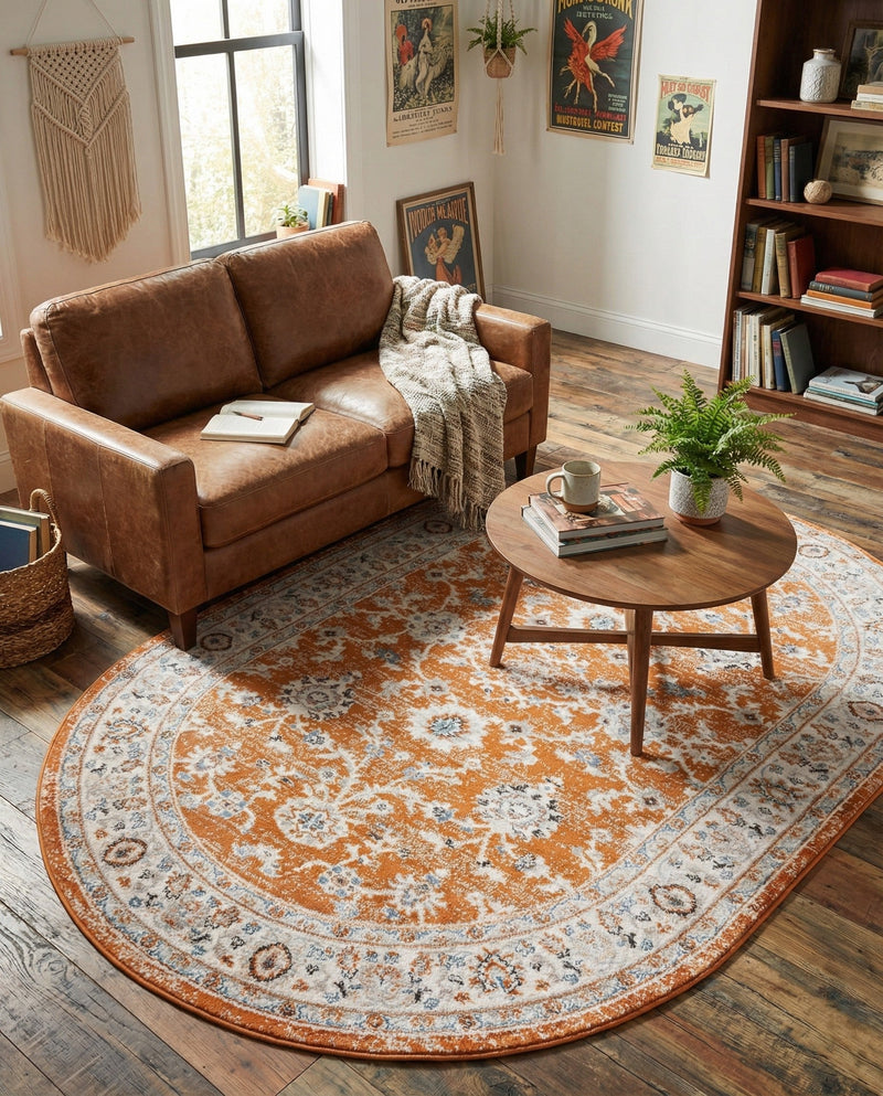 Savannah Elegance Collection Area Rug - Augusta (Rust Red) Oval Rust Red  lifestyle 70