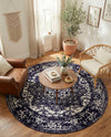 Georgetown Rugs Collection Area Rug - Dupont (Navy Blue) Round Navy Blue  lifestyle 62