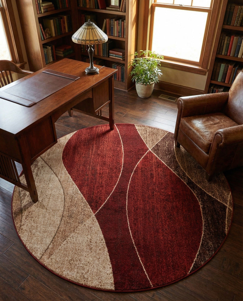 Autumn Meadow Collection Area Rug -  Emberglow Round Multi  lifestyle 88