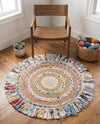 Osian Looms Collection Area Rug - Kathmandu Round Multi White  lifestyle 51