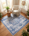 Baroque Era Collection Area Rug - Versailles (Gray Blue) Square Gray Blue  lifestyle 25