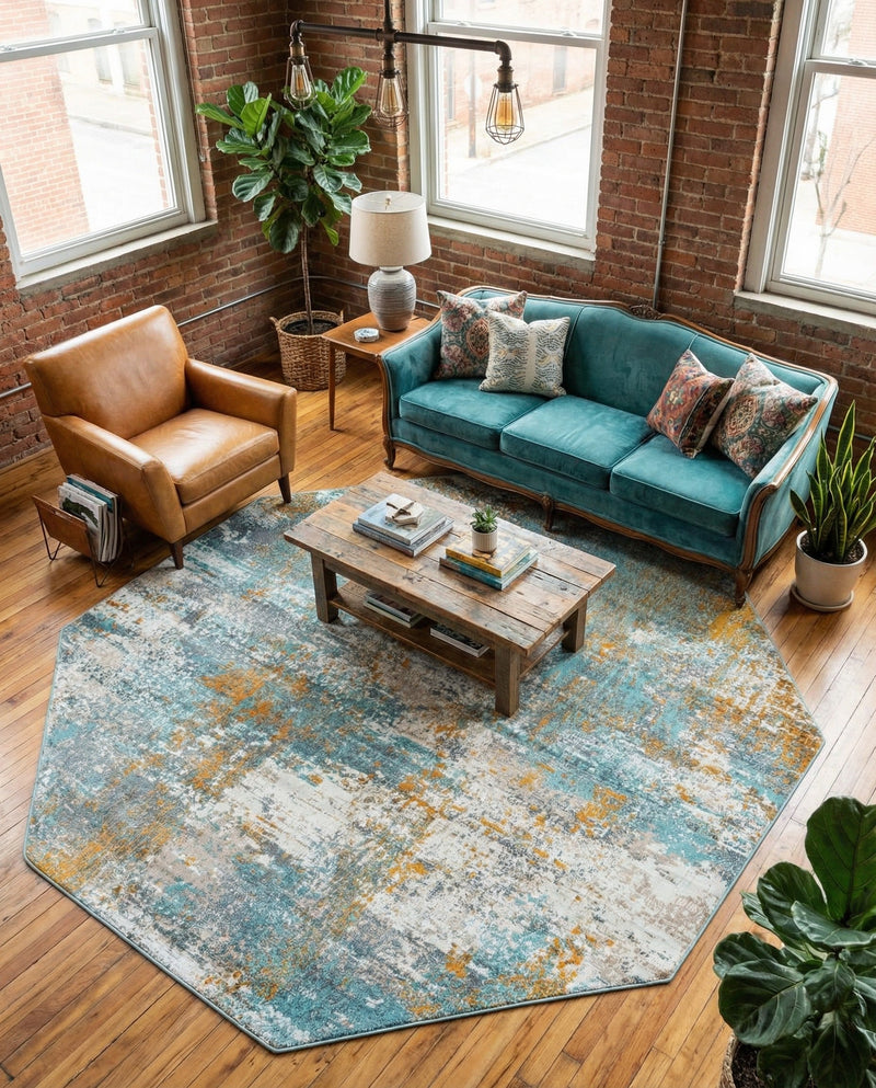 Arcadia Rugs Collection Area Rug -  Nirvana Octagon Cream Blue  lifestyle 38