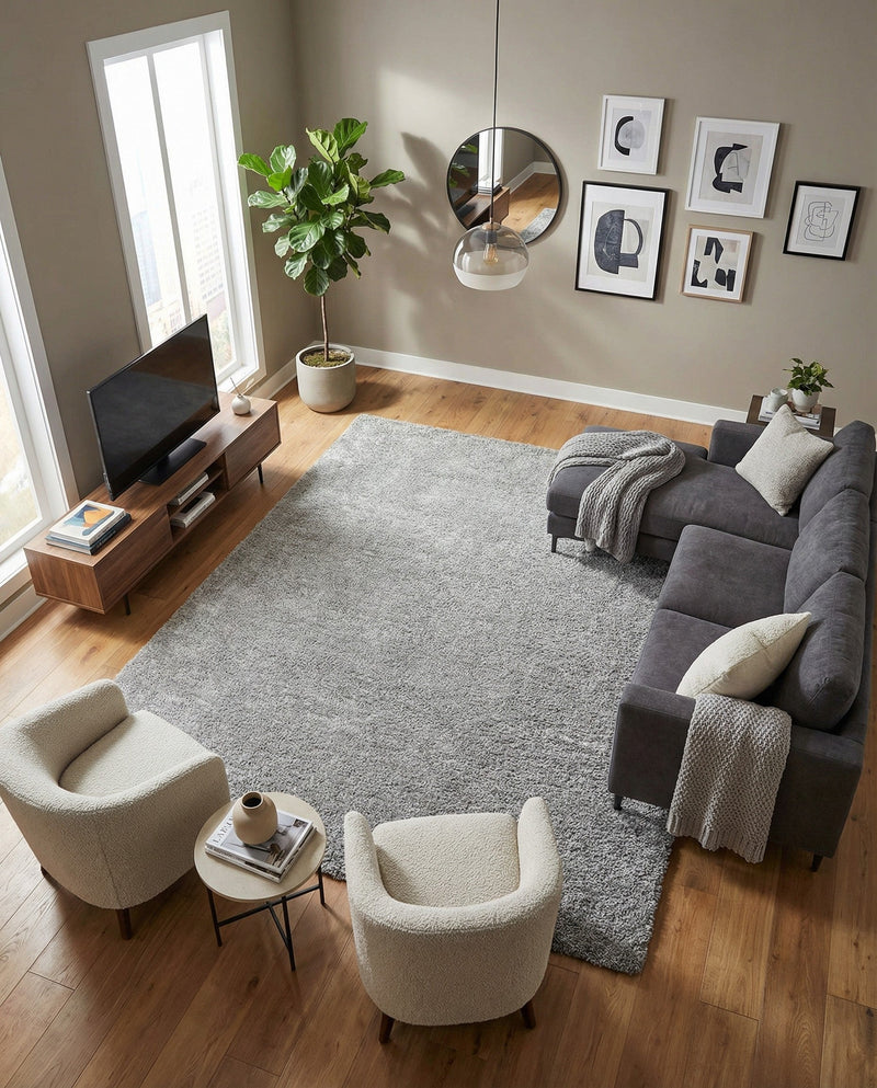Alpine Plush Collection Area Rug - Verbier Rectangle LGrey  lifestyle 48