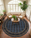 Samarkand Elegance Collection Area Rug -  Margilan (Blue) Round Blue  lifestyle 57
