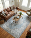 Rustic Charm Revival Collection Area Rug -  Meadowland Rectangle Light Blue  lifestyle 9