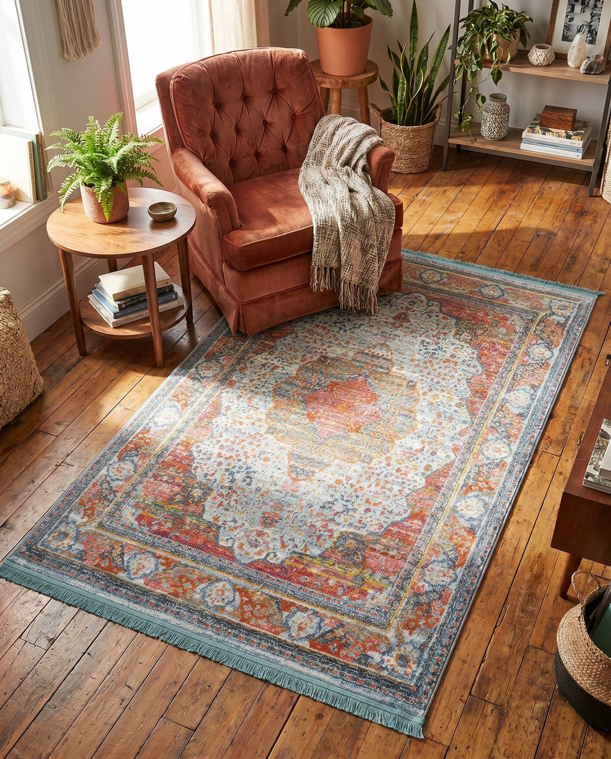 Caribbean Breeze Collection Area Rug -  Floriana Rectangle Light Blue  lifestyle 19