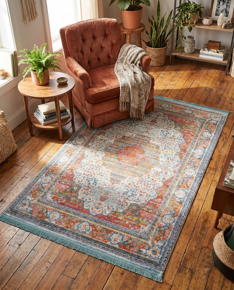 Caribbean Breeze Collection Area Rug -  Floriana Rectangle Light Blue  lifestyle 19