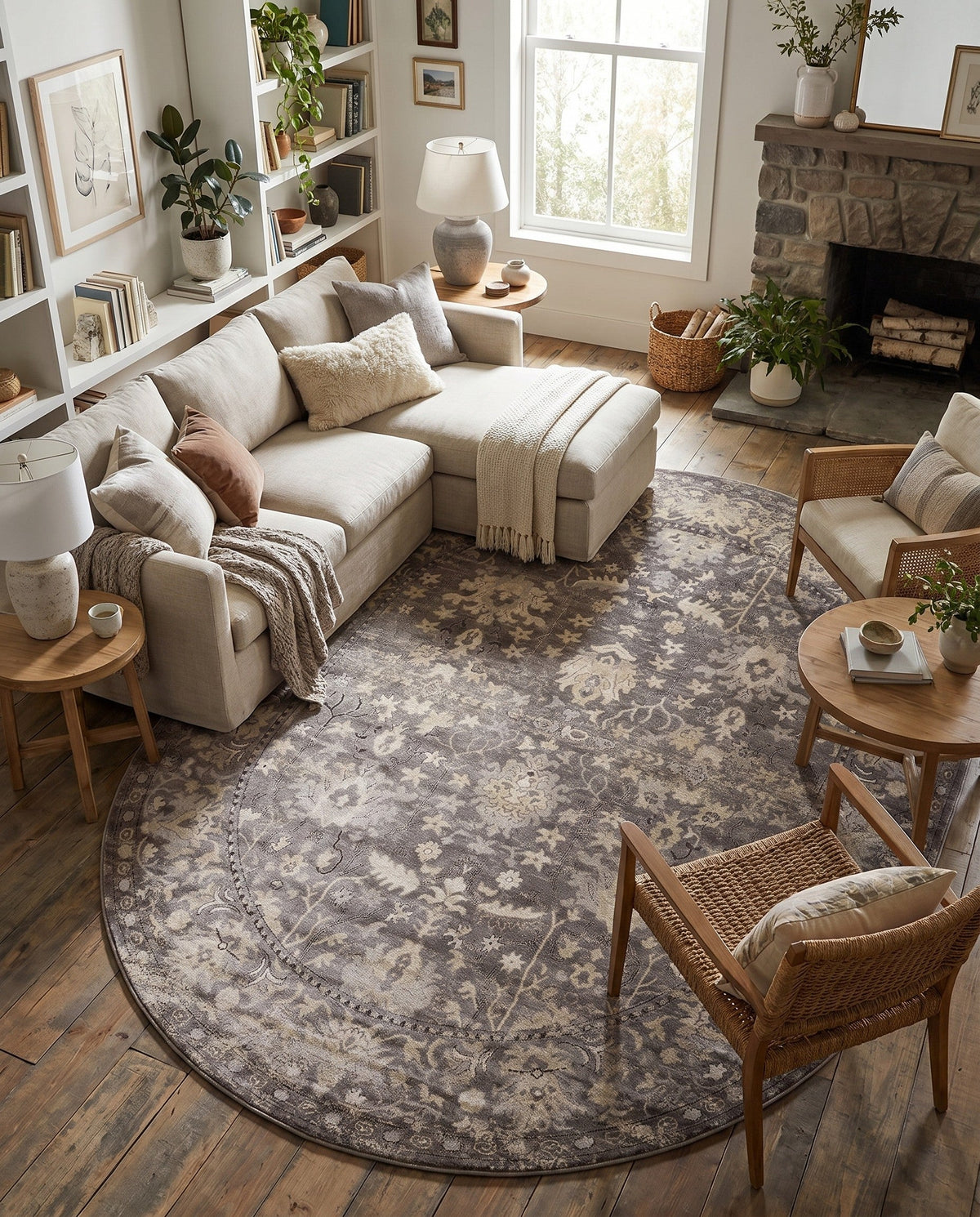 Cascade Range Collection Area Rug -  Shasta (Gray) Oval Gray  lifestyle 129