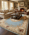 Versailles Elegance Collection Area Rug -  Louveciennes (Light Blue) Rectangle Light Blue  lifestyle 7