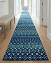 Mediterranean Lattice Collection Area Rug - Santorini (Navy and Teal) Runner Navy and Teal  lifestyle 43