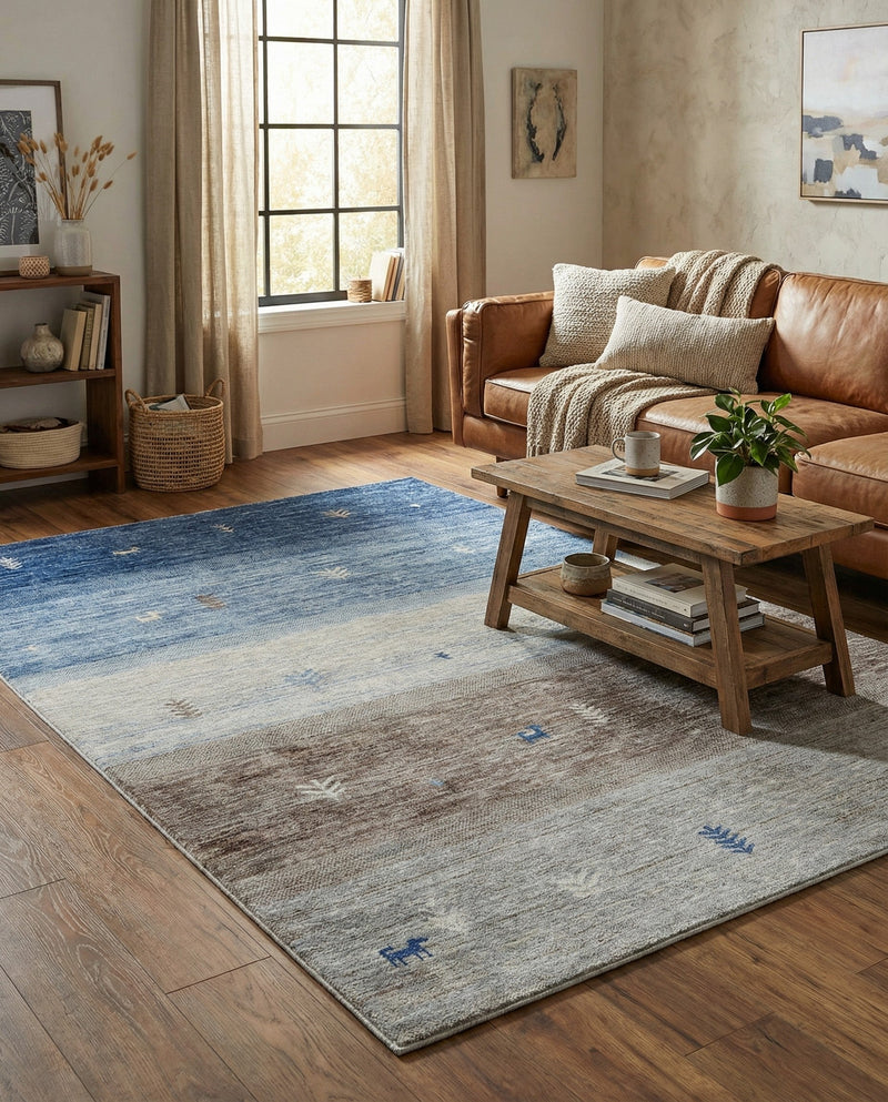 Zagros Shades Collection Area Rug -  Sisakht Rectangle Blue Gray  lifestyle 16