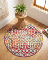 Mediterranean Lattice Collection Area Rug - Santorini (Multi) Round Multi  lifestyle 47
